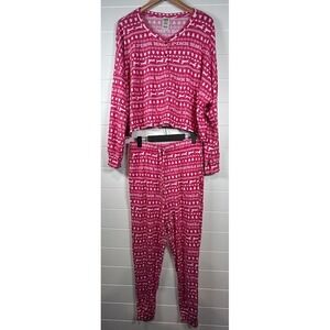 PINK Victoria's Secret Pajama Set Dog Christmas Tree Sleepwear Top XXL Pants Med